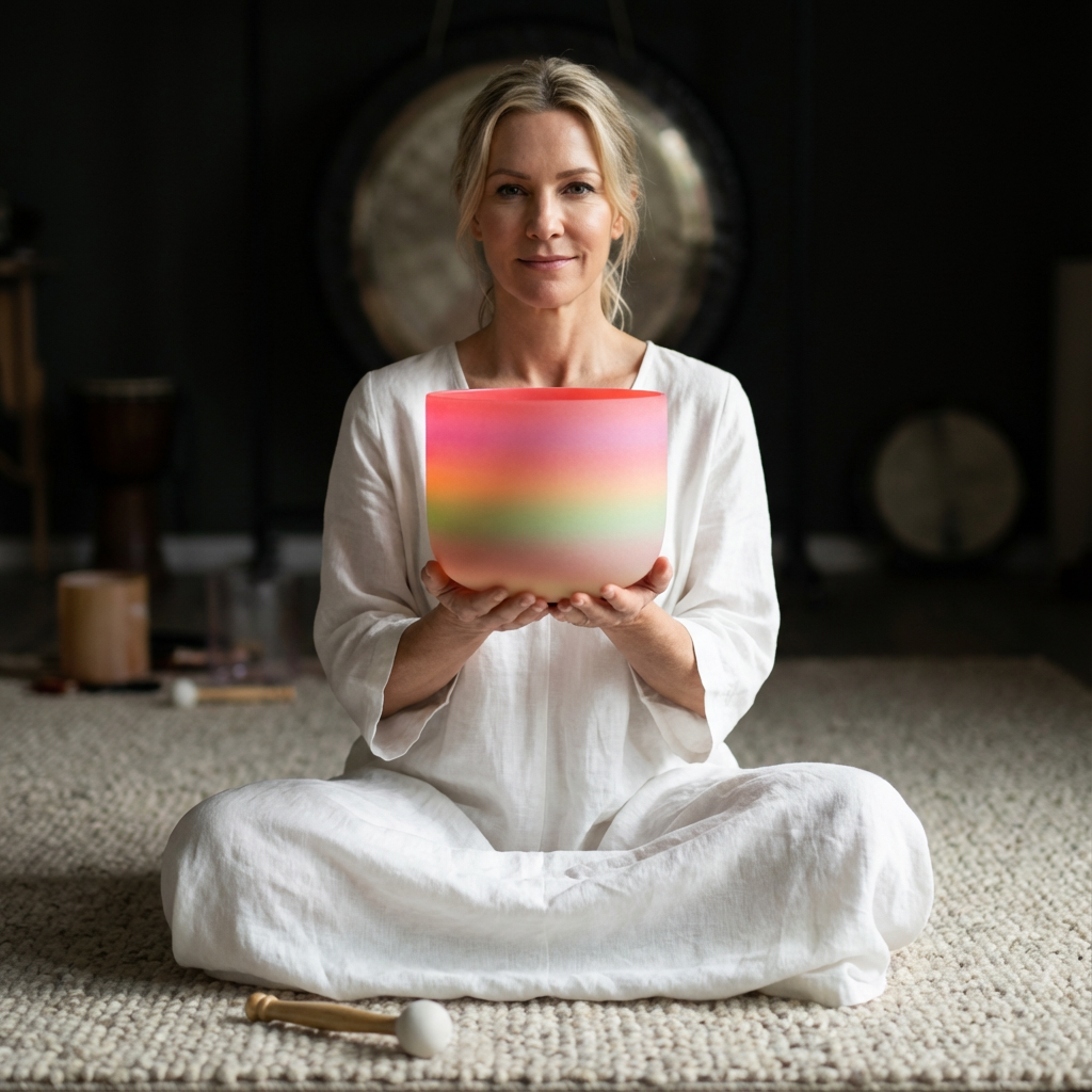 Bol chantant en cristal arc-en-ciel pour la méditation des chakras