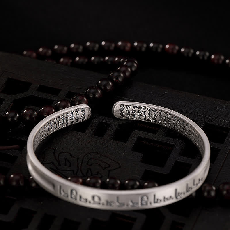999 Sterling Silver Six True Words Protection Bracelet