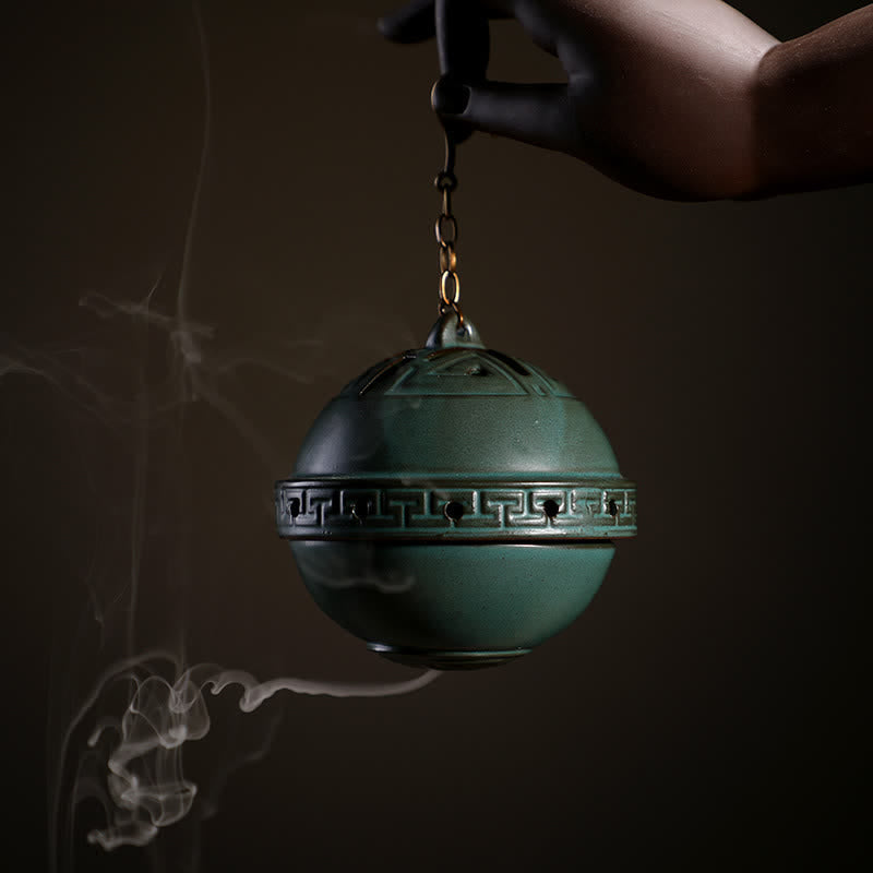 Brûleur d'encens tibétain en céramique de lotus