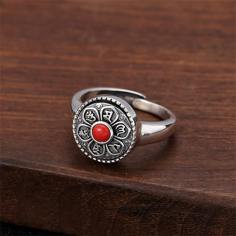 Bague réglable en cuivre Om Mani Padme Hum Paix spirituelle
