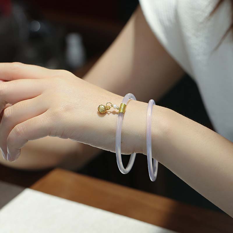 Bracelet Succès en Jade Cyan et Blanc 58mm