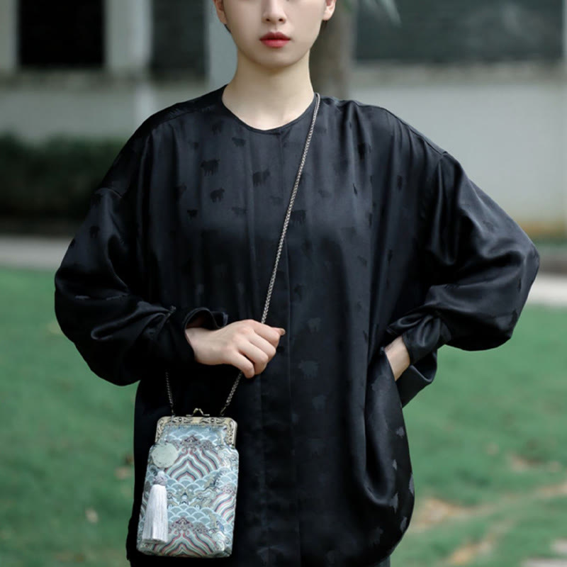 Petit sac bandoulière bleu vagues océan avec chaîne en métal