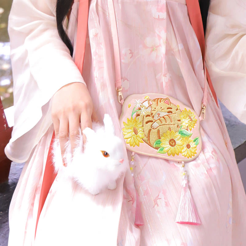 Cute Animal Hanfu Bag Embroidery | Lucky Panda Cat Shoulder Bag