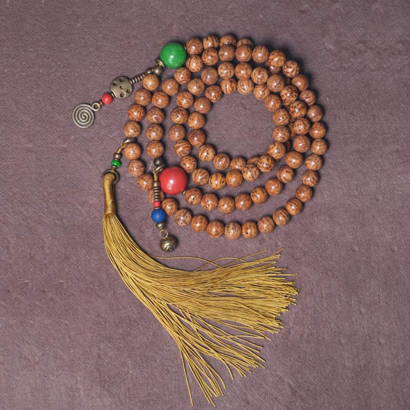 108 Bead Bodhi Seed Mala Bracelet for Wisdom & Peace