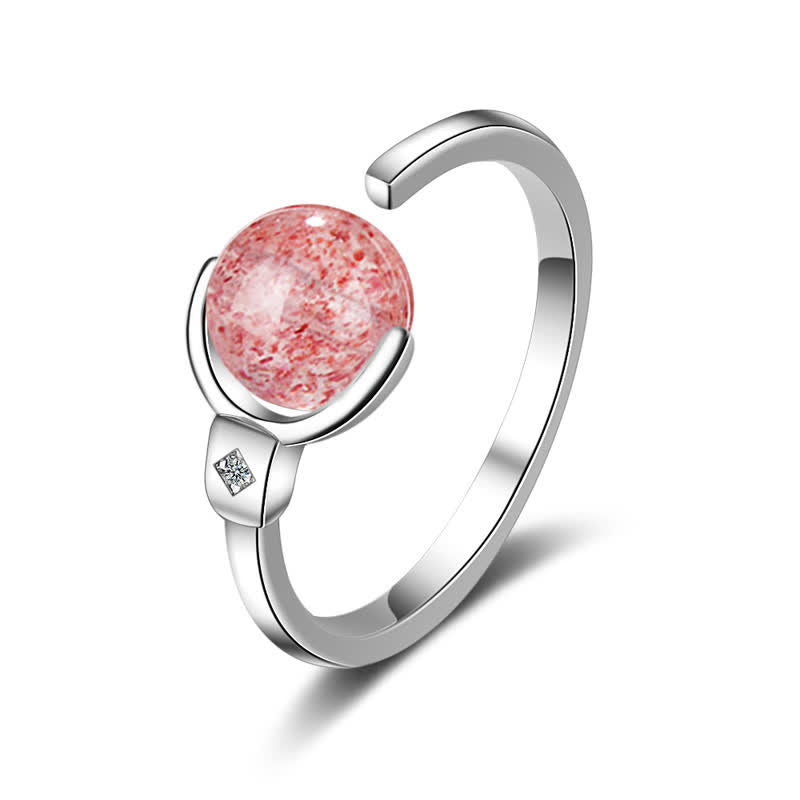 Bague apaisante en cristal rose de 6 mm favorisant l'amour-propre