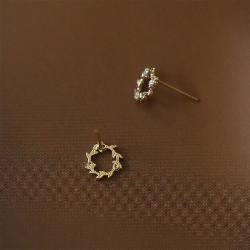 Boucles d'oreilles spirituelles en argent sterling 925, petite couronne de fleurs bénies