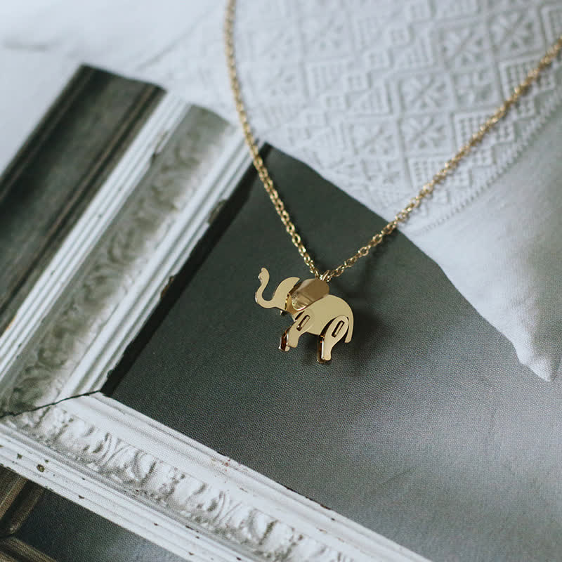 Collier porte-bonheur en acier titane éléphant pour la force et la sagesse
