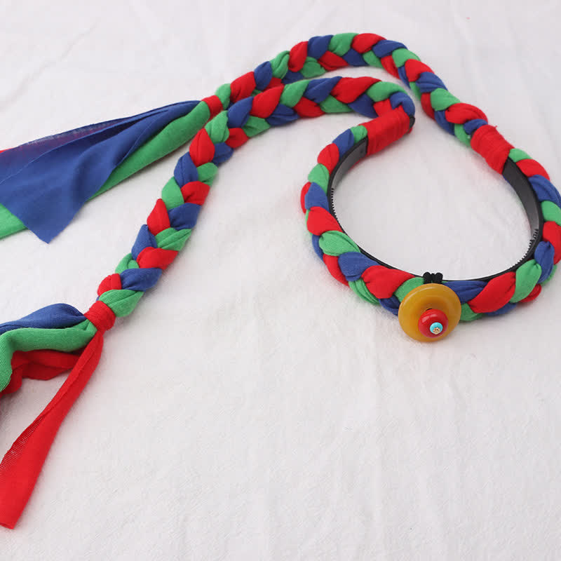 Accessoires pour cheveux spirituels en cuivre avec perles à pompons tibétaines colorées