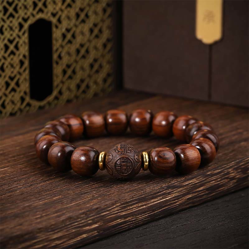 Bracelet de compassion en bois de rose pour homme avec perles de 11 mm