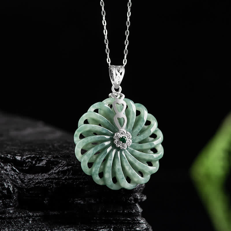 925 Sterling Silver Jade Necklace for Abundance and Peace