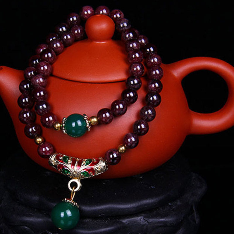 Bracelet de guérison en grenat de 7 mm pour le calme et la protection