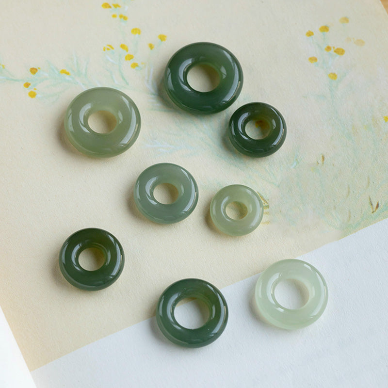 Collier de paix en jade naturel et jade cyan de 14 mm pour la chance et l'abondance