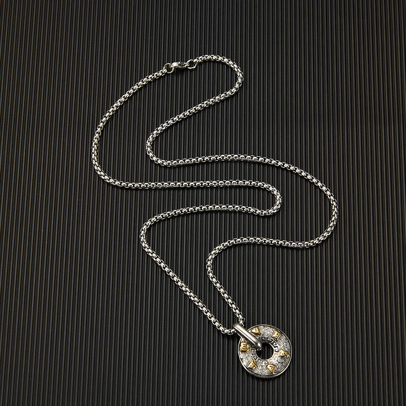 Collier Om Mani Padme Hum | Pendentif boucle de paix en acier titane