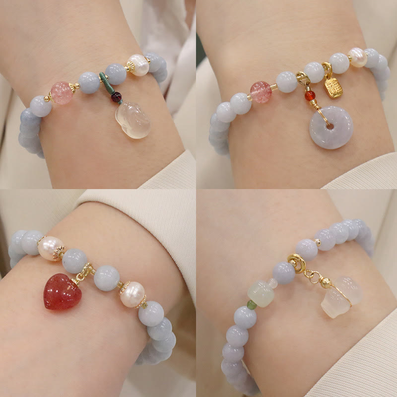 Aquamarine Chalcedony Serenity Charm Bracelet for Meditation