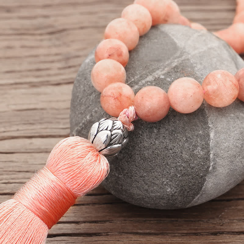 Bracelet Mala de protection en fluorite noire pailletée de 8 mm