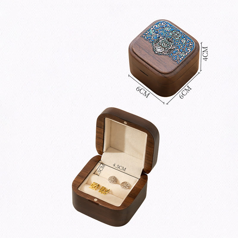 Boîte de rangement pour bagues et bijoux en bois de noyer noir faite à la main