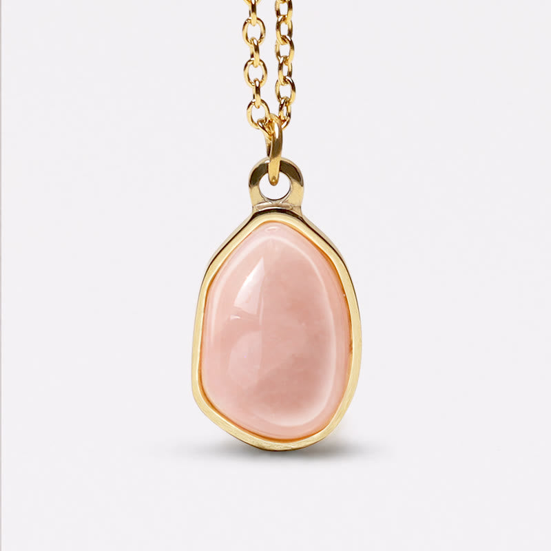 Collier pendentif en quartz rose naturel pour l'amour inconditionnel et la guérison
