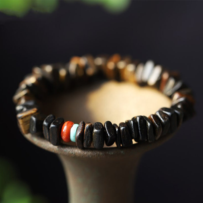 Bracelet d'équilibre en agate rouge et bois d'agar pour la méditation et la paix