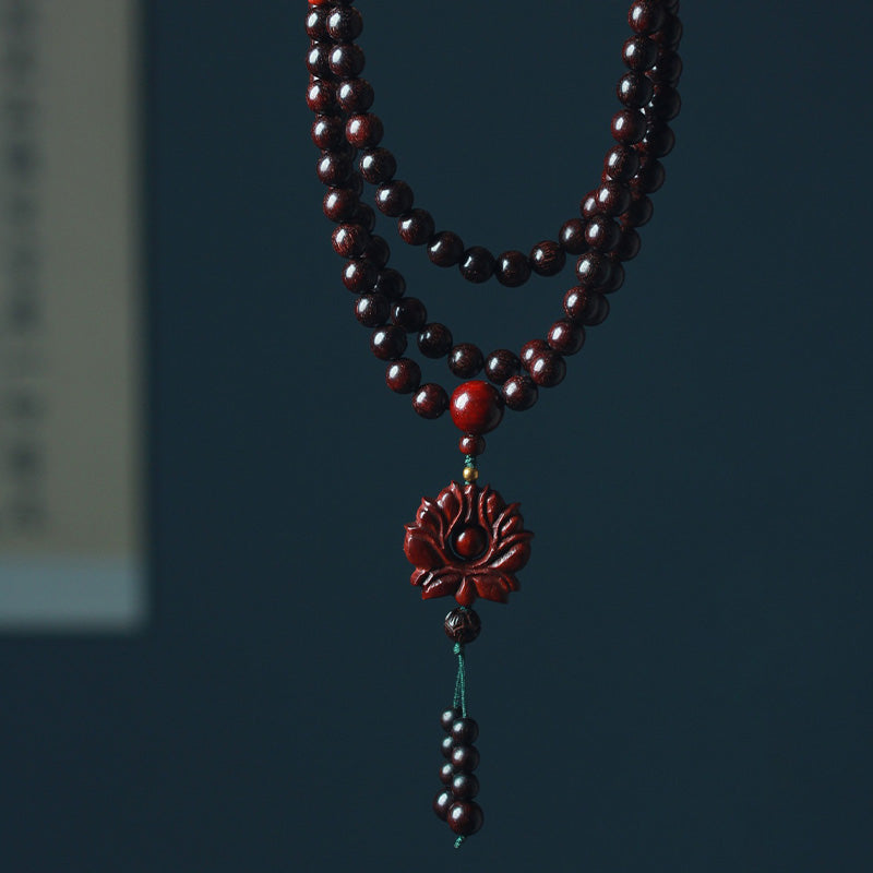 6mm Small Leaf Red Sandalwood Wood Mala Balance Bracelet