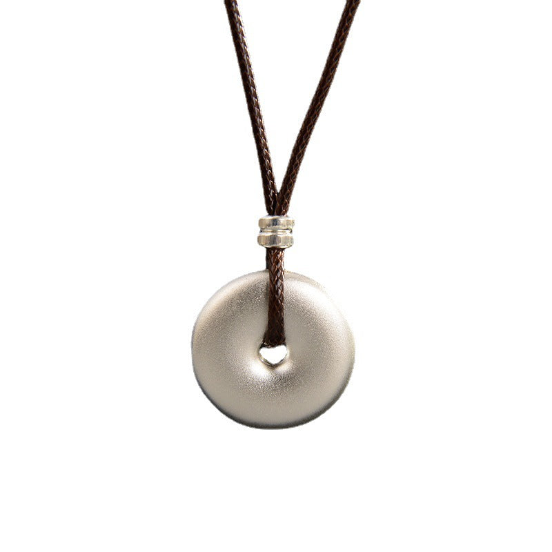Collier avec boucle en argent sterling 999 et pendentif de 18 mm, symbole de la paix spirituelle