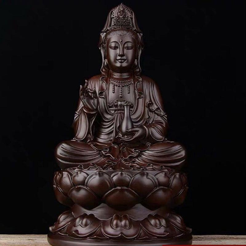 Ebony Avalokitesvara Lotus Decoration | Harmony & Blessing