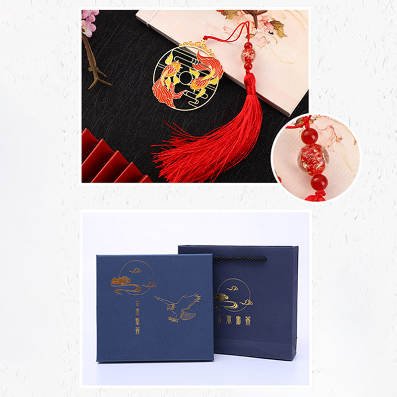 Marque-page en laiton doré avec poisson koï pour la protection spirituelle