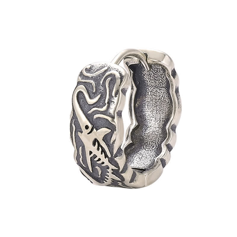 Boucles d'oreilles spirituelles en cuivre à motif d'arêtes de poisson pour la richesse et la chance