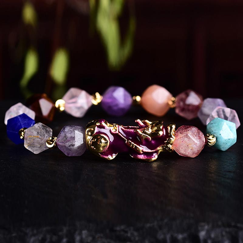 10mm Amethyst Feng Shui Pi Xiu Pixiu Bracelet for Luck