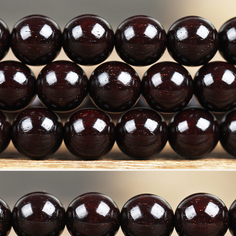 Bracelet de protection en bois de santal rouge à petites feuilles de 10 mm