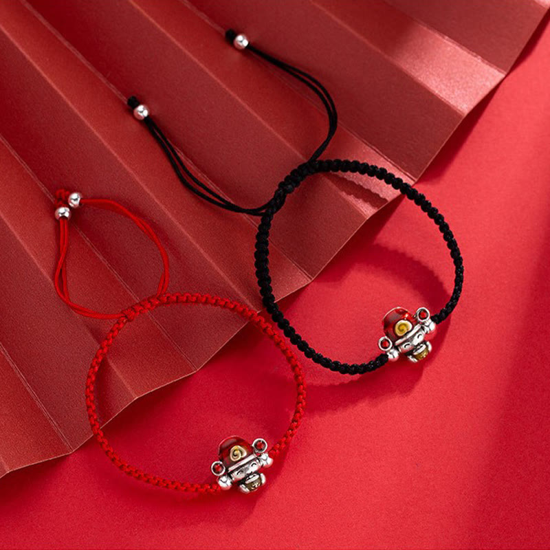 Bracelet porte-bonheur et force fait main en fil rouge 14 mm