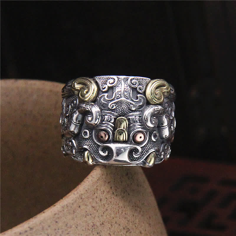 925 Sterling Silver Kui Cattle Protection Adjustable Spiritual Ring