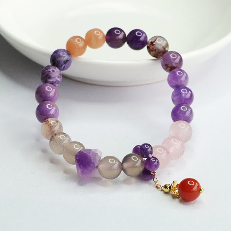 Bracelet de guérison en améthyste pour la paix intérieure, perles de 7 à 8 mm
