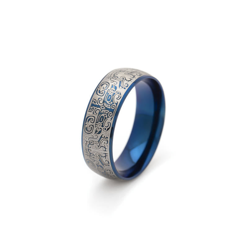 Bague Taotie en acier titane de 8 mm pour la chance et la richesse