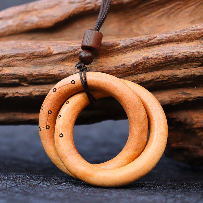 Collier Yin Yang en bois de jujubier avec cercle Qiankun pour la chance