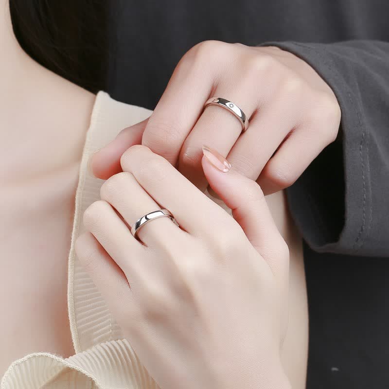 Bague de couple Yin Yang réglable en argent sterling 925