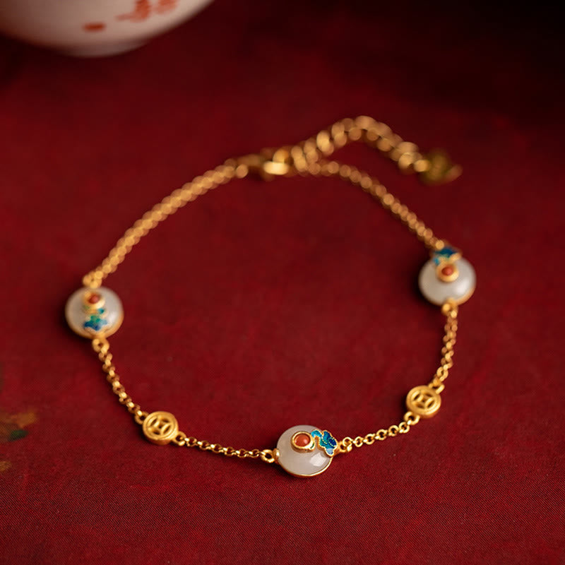 Bracelet porte-bonheur en jade nuages propices pour la prospérité