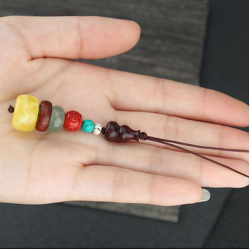 Décoration spirituelle à suspendre pour téléphone en bois de santal vert et ébène