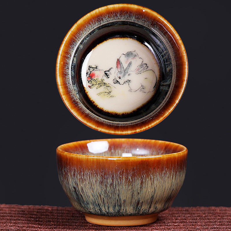 Tasse à thé en céramique 73 ml avec 12 signes du zodiaque chinois pour rituel du thé