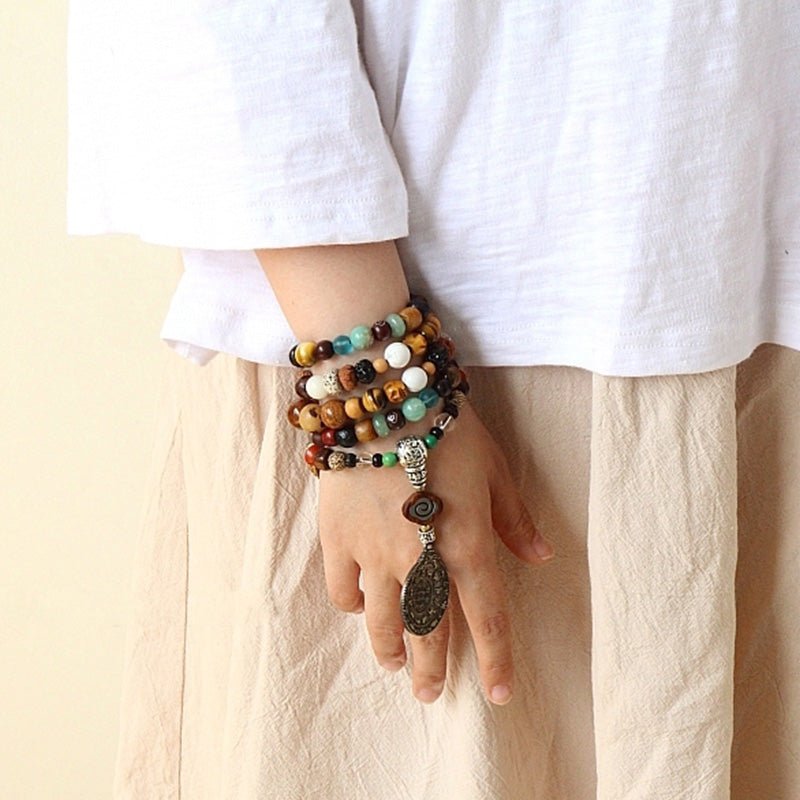 108 Beads Bodhi Seed & Bagua Harmony Bracelet for Balance