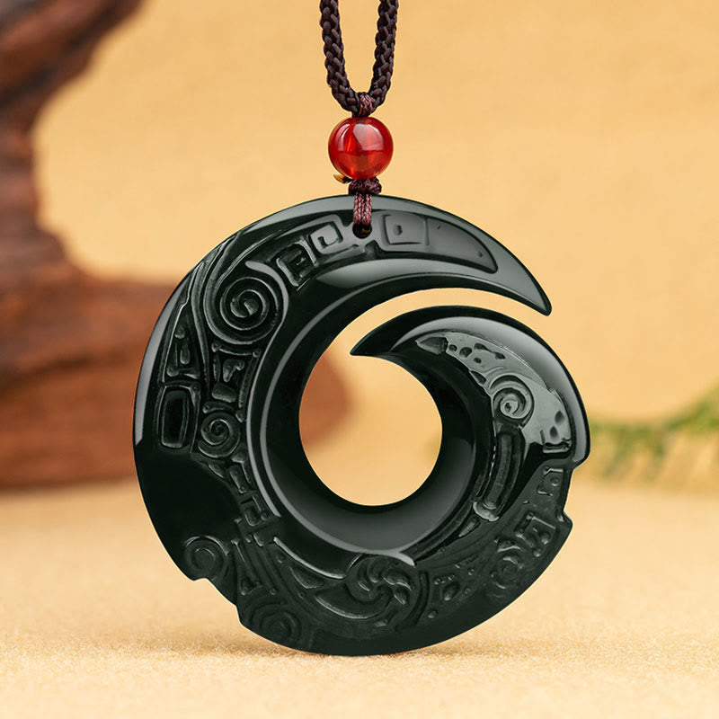 Collier unisexe en jade cyan Hetian - La chance s'améliore