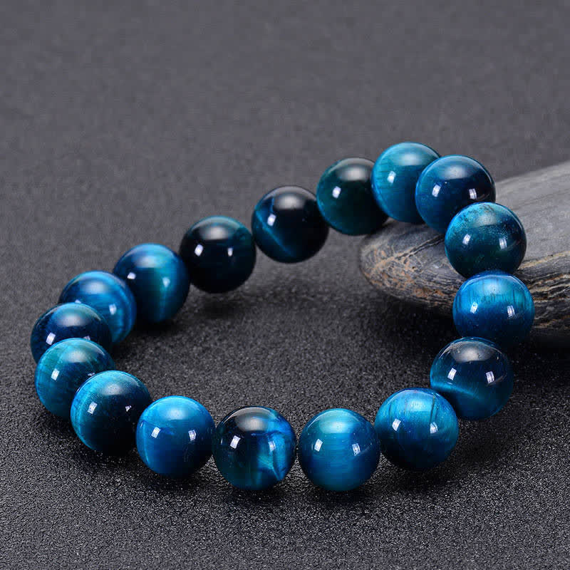 Bracelet de méditation en œil de tigre bleu