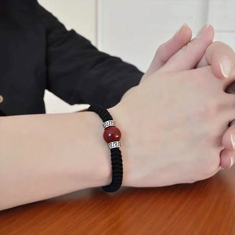 Bracelet cinabre pour homme, perles de 12 mm | Argent sterling Calme