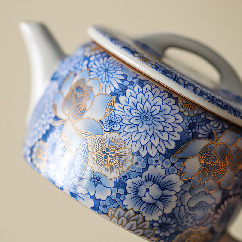 Ceramic Lotus Chrysanthemum Tea Cup Set with Teapot 140ml