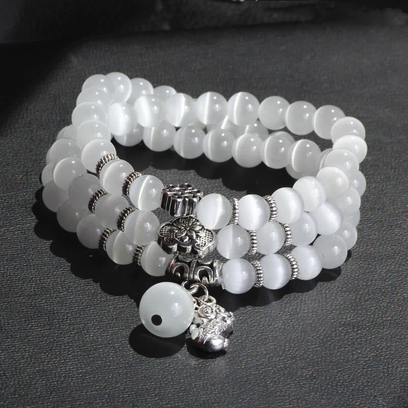 8mm Chrysoberyl Cat Eye PiXiu Triple Wrap Support Bracelet