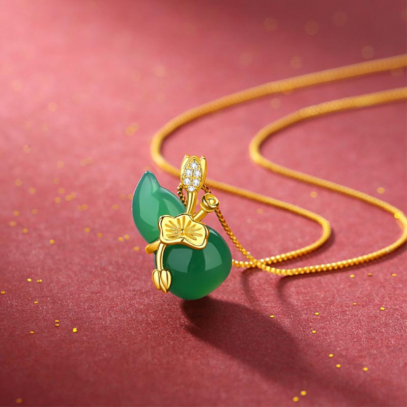 Unisex Cyan Jade Lotus Leaf Abundance Necklace