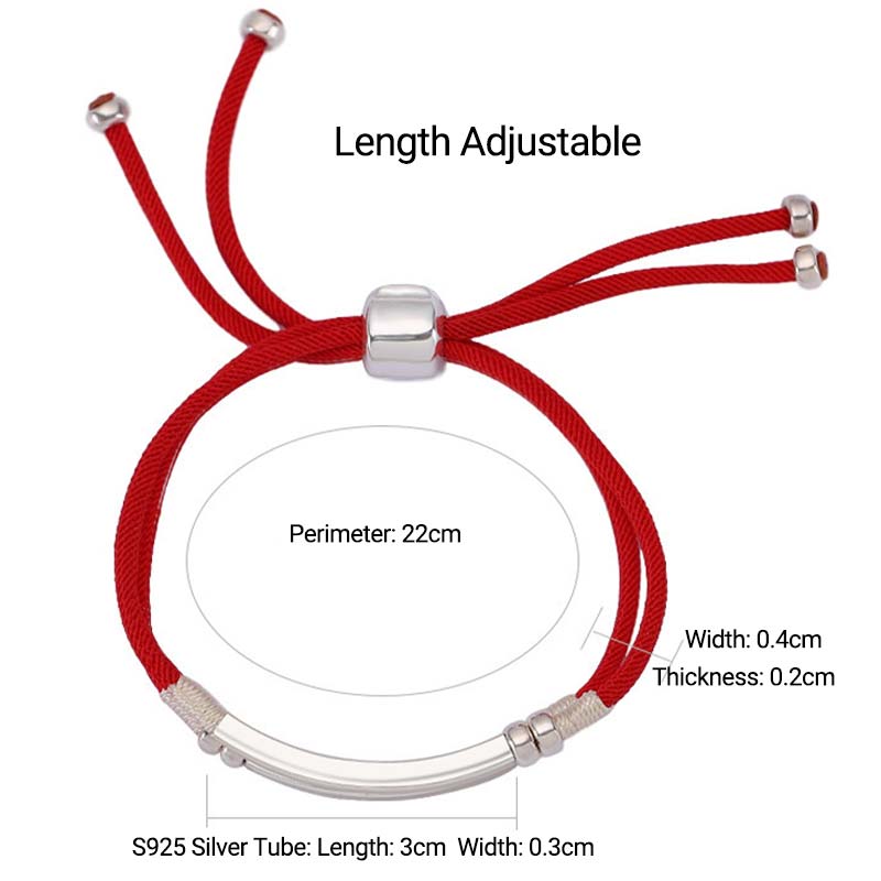 Bracelet tressé en argent sterling avec cordon rouge pour la chance et la protection
