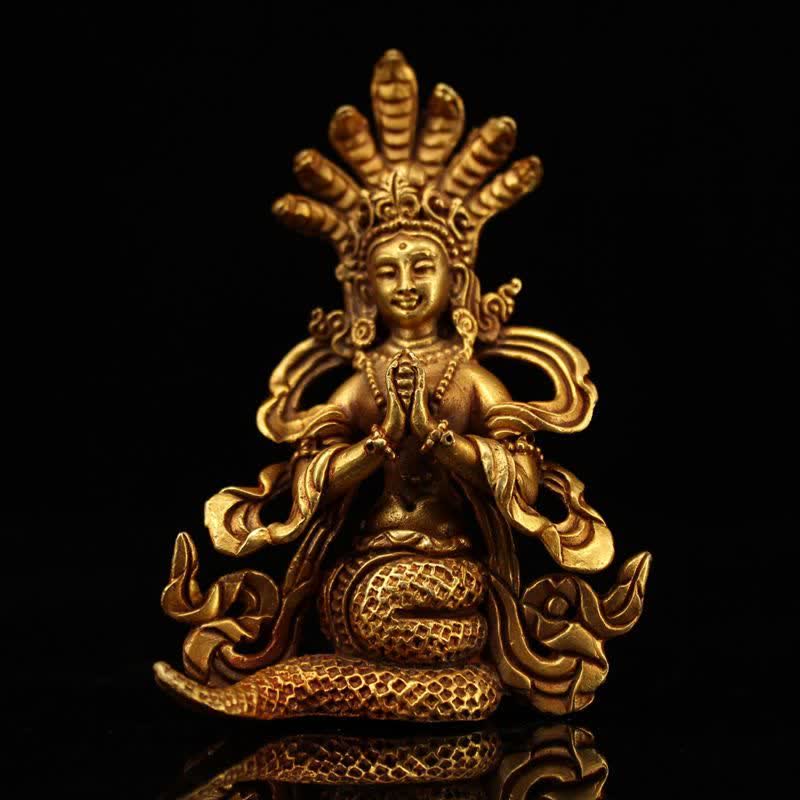 Statue de protection du Bodhisattva Nagarjuna en cuivre de 9 cm