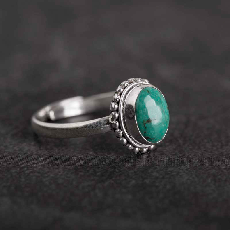 Bague turquoise ajustable en argent sterling 925 Sagesse