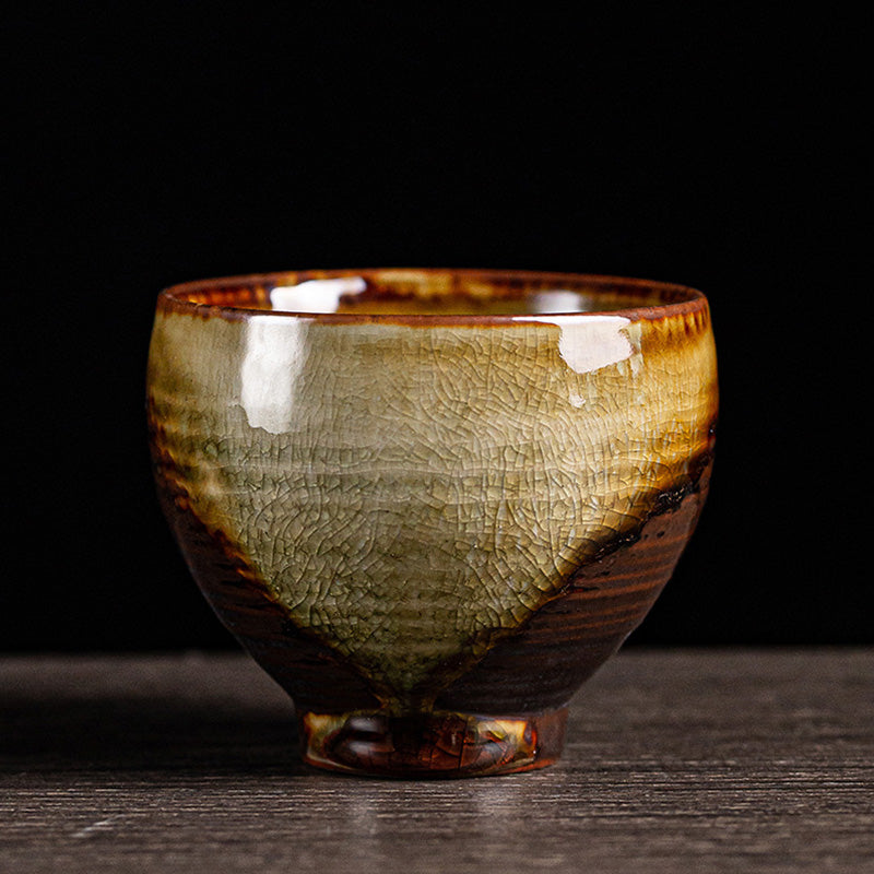 Tasse à thé zen en céramique marron rétro 130 ml Tasse de méditation