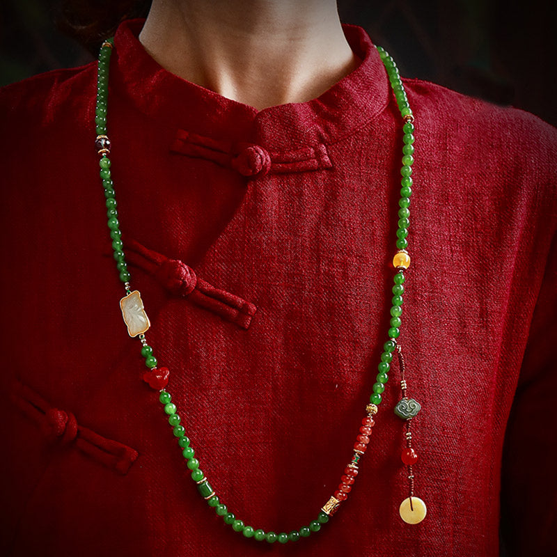 Bracelet Bouddha en jade cyan 108 perles pour la chance et l'harmonie de guérison